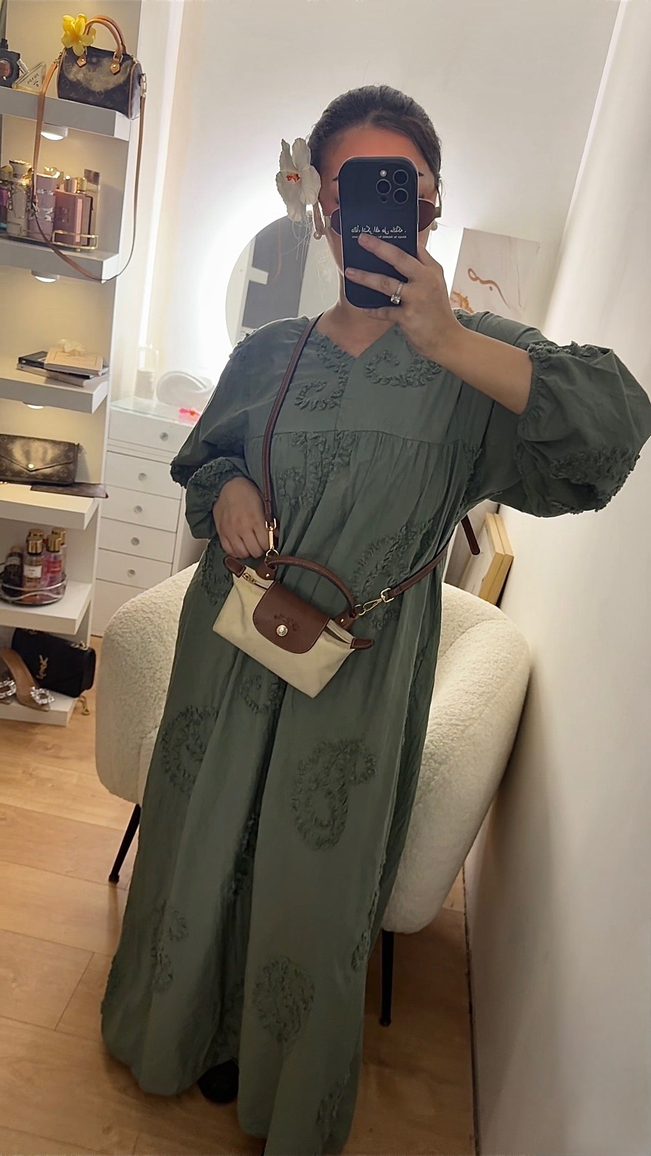 Robe Oversize à Motif Kaki