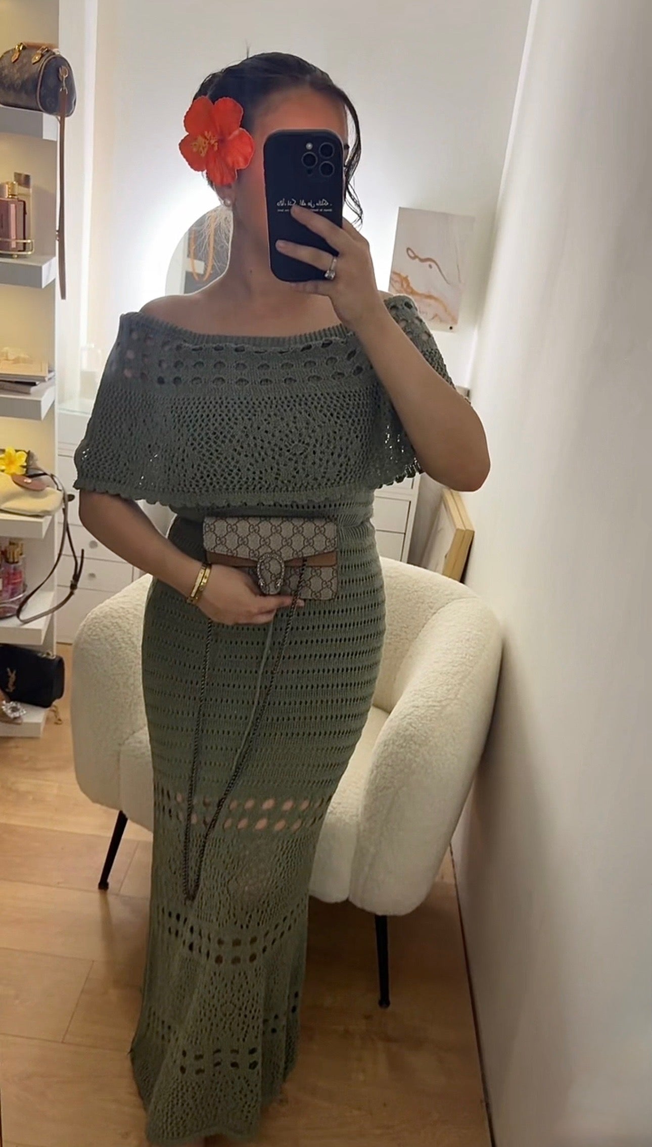 Robe à Crochet kaki