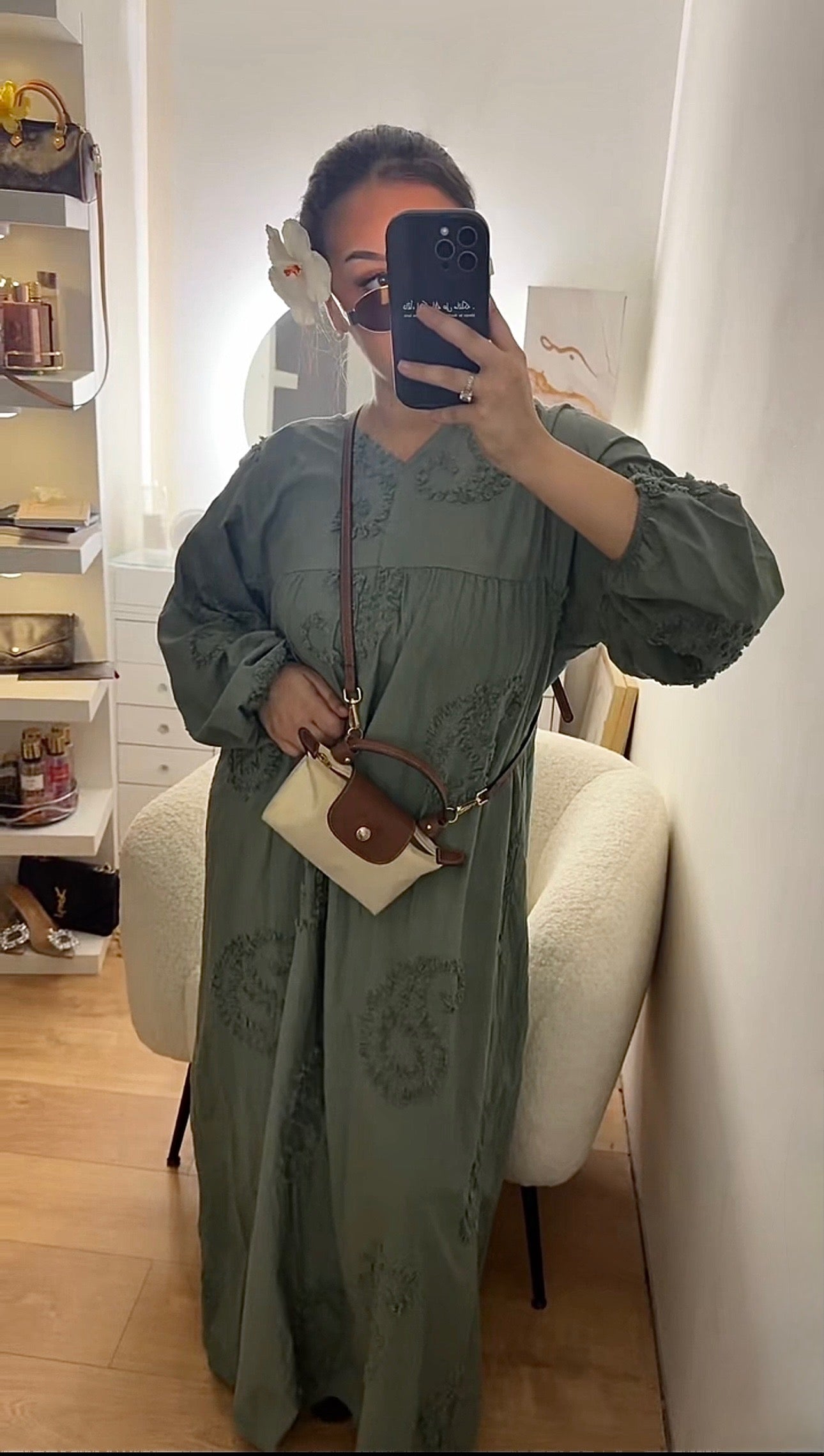 Robe Oversize à Motif Kaki