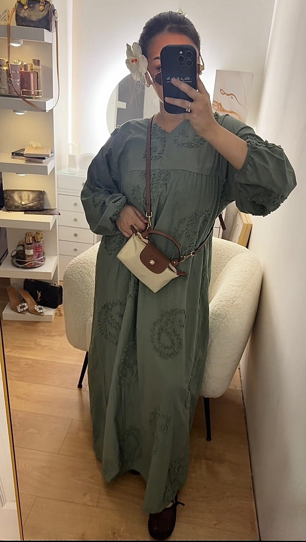 Robe Oversize à Motif Kaki