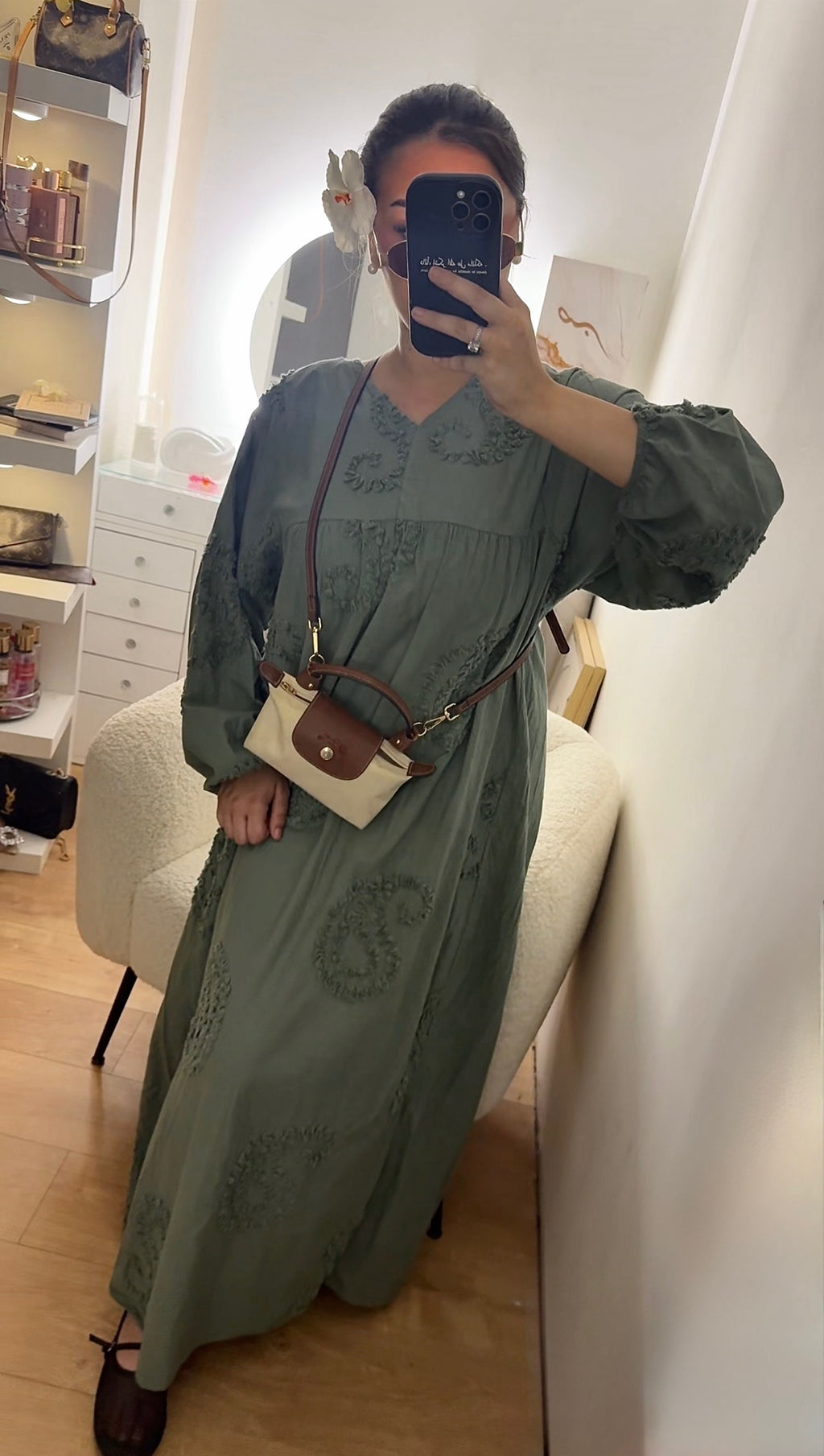 Robe Oversize à Motif Kaki