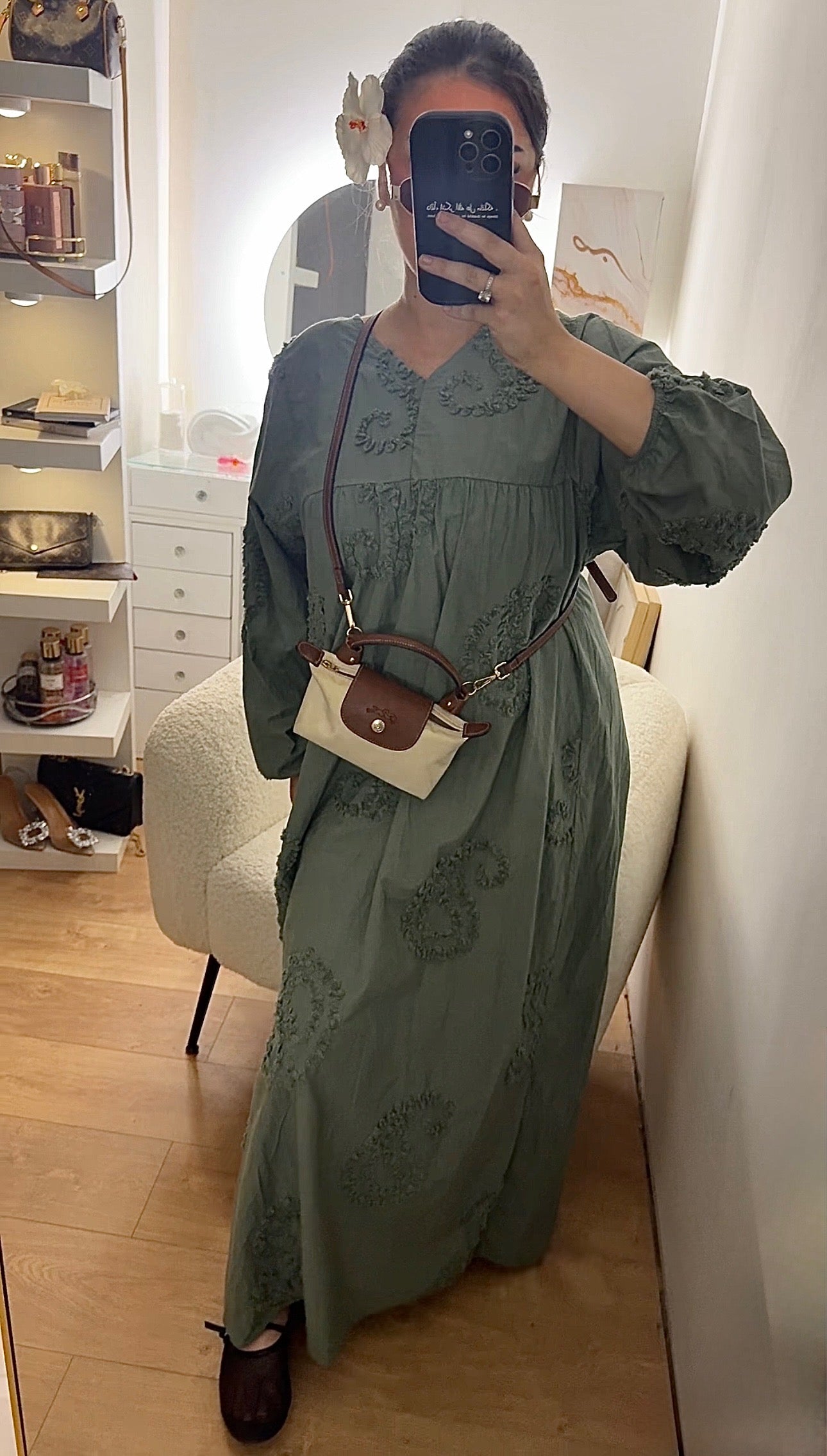 Robe Oversize à Motif Kaki