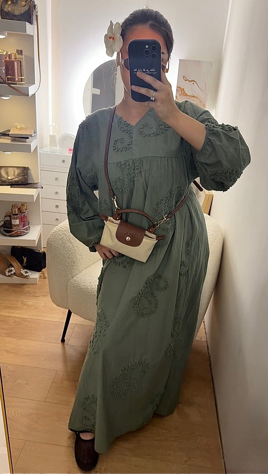 Robe Oversize à Motif Kaki